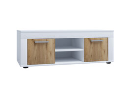 ebuy24 UsiloL TV-meubel 2 deuren wit, eik decor.