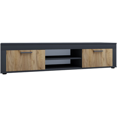 ebuy24 UsiloXL TV-meubel 2 deuren antraciet, eik decor.