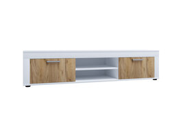 ebuy24 UsiloXL TV-meubel 2 deuren wit, eik decor.