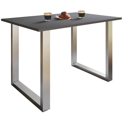 ebuy24 XonaU eetkamertafel 110x80 antraciet, zilverkleurig.