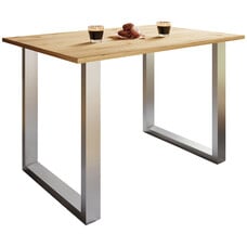 ebuy24 XonaU eetkamertafel 80x50 eik decor, zilverkleurig.