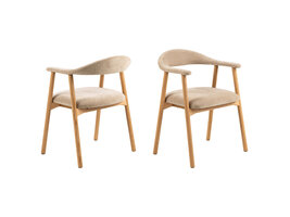 ebuy24 Ally eetkamerstoel met armleuningen beige.