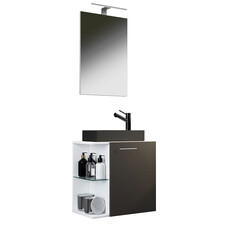 ebuy24 HausaBL badkamer 3 delen wit, antraciet.