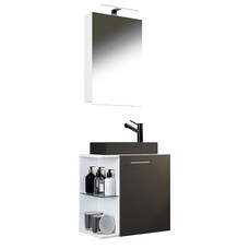 ebuy24 HausaBL badkamer 3 delen wit, antraciet.