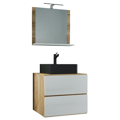 ebuy24 LendasMBL badkamer 3 delen eik decor, wit.