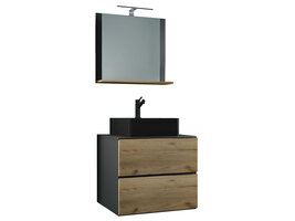 ebuy24 LendasMBL badkamer 3 delen antraciet, eik decor.