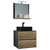 ebuy24 LendasMBL badkamer 3 delen antraciet, eik decor.