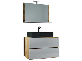 ebuy24 LendasMBL badkamer 3 delen eik decor, wit.