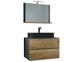 ebuy24 LendasMBL badkamer 3 delen antraciet, eik decor.