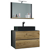 ebuy24 LendasMBL badkamer 3 delen antraciet, eik decor.
