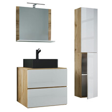 ebuy24 LendasLBL badkamer 4 delen eik decor, wit.