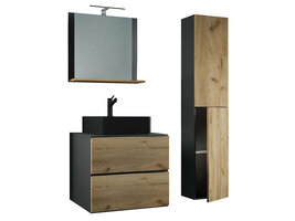 ebuy24 LendasLBL badkamer 4 delen antraciet, eik decor.