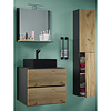 ebuy24 LendasLBL badkamer 4 delen antraciet, eik decor.