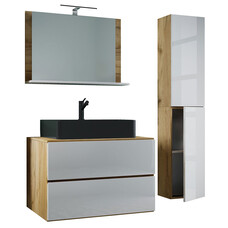 ebuy24 LendasLBL badkamer 4 delen eik decor, wit.