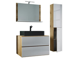 ebuy24 LendasLBL badkamer 4 delen eik decor, wit.