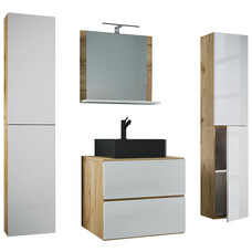 ebuy24 LendasXLBL badkamer 5 delen eik decor, wit.