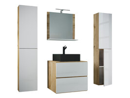 ebuy24 LendasXLBL badkamer 5 delen eik decor, wit.