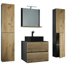 ebuy24 LendasXLBL badkamer 5 delen antraciet, eik decor.