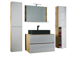 ebuy24 LendasXLBL badkamer 5 delen eik decor, wit.