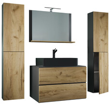 ebuy24 LendasXLBL badkamer 5 delen antraciet, eik decor.