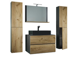 ebuy24 LendasXLBL badkamer 5 delen antraciet, eik decor.