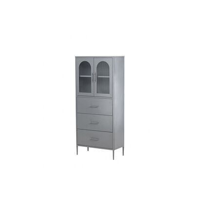 ebuy24 LaPaz vitrinekast 2 deuren, 3 laden lichtgrijs.