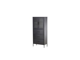 ebuy24 LaPaz vitrinekast 2 deuren, 3 laden zwart.