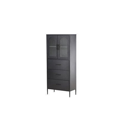 ebuy24 LaPaz vitrinekast 2 deuren, 3 laden zwart.