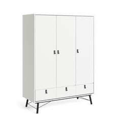 ebuy24 Rye Garderobe 3 deuren, 3 laden mat wit.