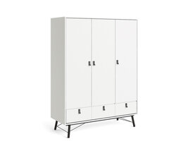 ebuy24 Rye Garderobe 3 deuren, 3 laden mat wit.