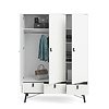 ebuy24 Rye Garderobe 3 deuren, 3 laden mat wit.
