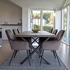 ebuy24 Toulon eethoek eetkamertafel 95x200cm naturel en 6 Harbo stoel lichtbruin.