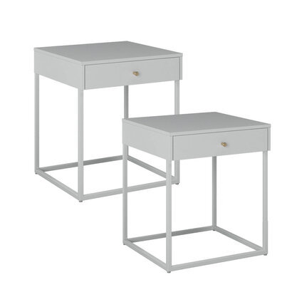 ebuy24 Pops nachtkastje 1 lade set met 2 stuks wit.