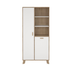 ebuy24 Ikast vitrinekast 2 deuren, 3 planken eiken decor, wit.