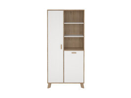 ebuy24 Ikast vitrinekast 2 deuren, 3 planken eiken decor, wit.