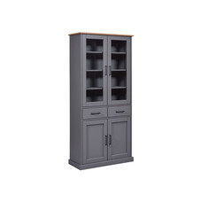 ebuy24 Forenzo vitrinekast 4 deuren, 2 lades grijs, natuur.