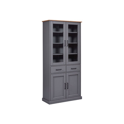 ebuy24 Forenzo vitrinekast 4 deuren, 2 lades grijs, natuur.