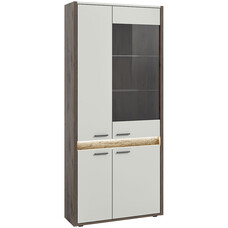 ebuy24 Falcona vitrinekast 4 deuren incl. LED-verlichting lichtgrijs.