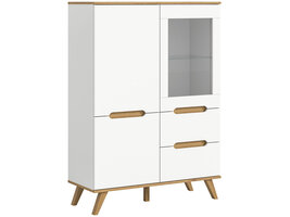 ebuy24 Scandi vitrinekast 2 laden 3 deuren wit.