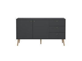 ebuy24 Bodo dressoir 2 deuren, 3 lades matgrijs.