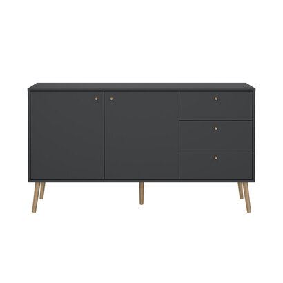 ebuy24 Bodo dressoir 2 deuren, 3 lades matgrijs.