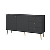 ebuy24 Bodo dressoir 2 deuren, 3 lades matgrijs.