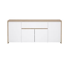 ebuy24 Next dressoir 4 deuren, 1 lade eiken decor, wit hoogglans.