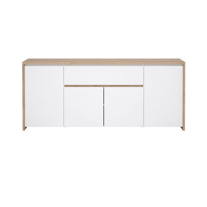 ebuy24 Next dressoir 4 deuren, 1 lade eiken decor, wit hoogglans.