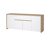 ebuy24 Next dressoir 4 deuren, 1 lade eiken decor, wit hoogglans.