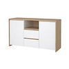ebuy24 Next dressoir 2 deuren, 2 lades, 1 plank eiken decor, wit hoogglans.