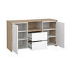 ebuy24 Next dressoir 2 deuren, 2 lades, 1 plank eiken decor, wit hoogglans.