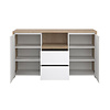 ebuy24 Next dressoir 2 deuren, 2 lades, 1 plank eiken decor, wit hoogglans.