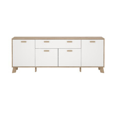 ebuy24 Ikast dressoir 4 deuren, 1 lade eiken decor, wit.