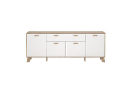 ebuy24 Ikast dressoir 4 deuren, 1 lade eiken decor, wit.